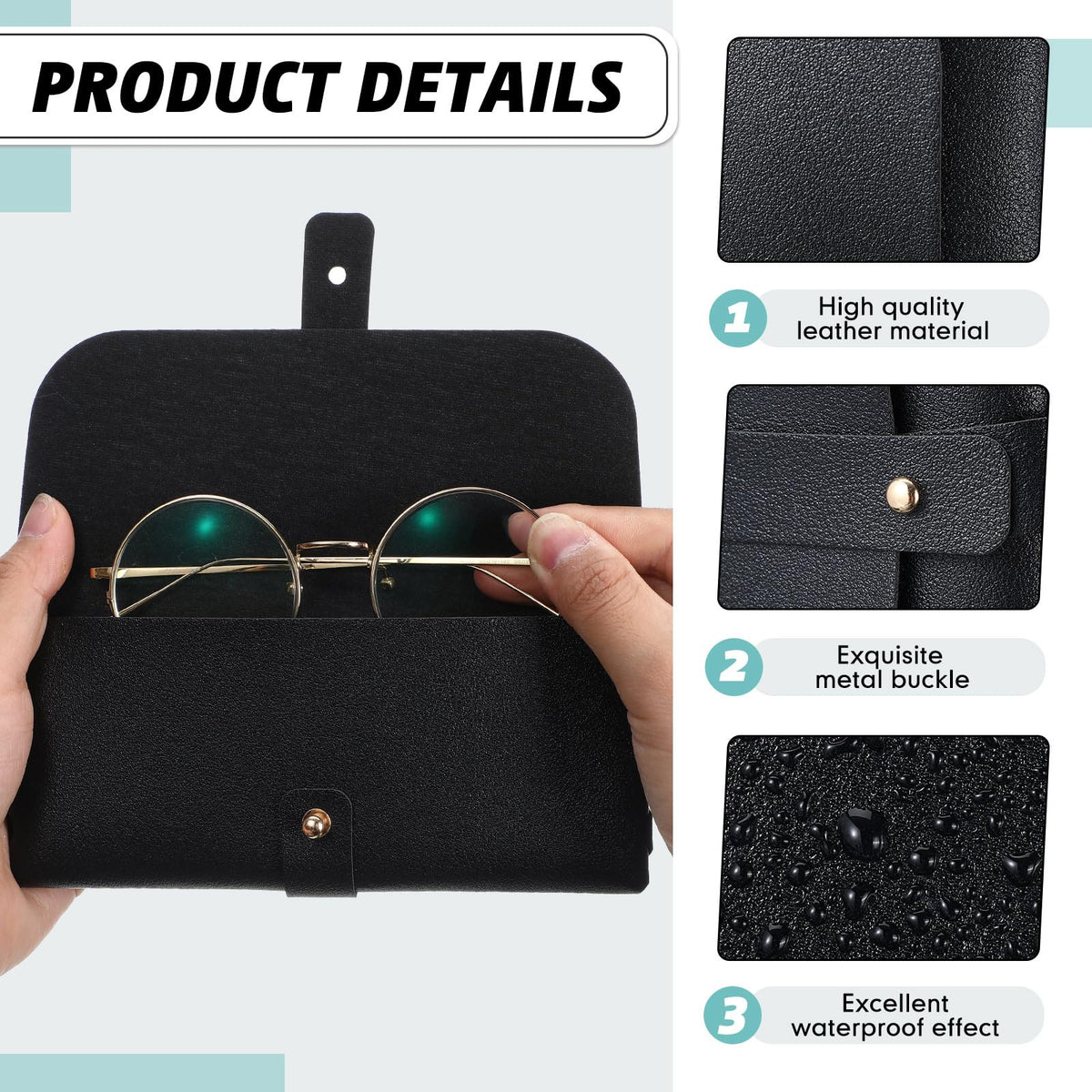 Nuogo 30 Pack Eyeglass Case Soft Glasses Case Studded Sunglasses Pouch Portable PU Leather Sunglasses Bag Travel Reading Glass Sleeve for Women Men