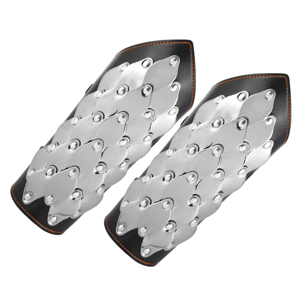 HZMAN 2 PACK Unisex Black Faux Leather Dragon Scale Gauntlet Wristband Wide Bracer Arm Armor Cuff