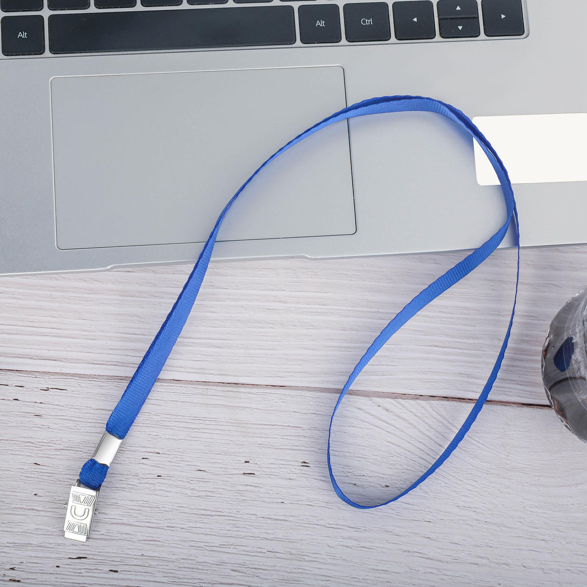 LOCONHA 100Pcs Black Lanyards with Clip lanyards for id Badges (Blue)