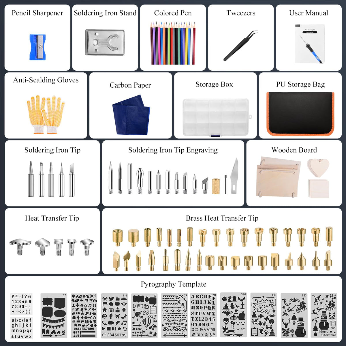 Wood Burning Kit 113pcs Professional Wood Burning Tool Adjustable Temperature Wood Burner Tools Set with Soldering Iron for Embossing Carving DIY Adults Crafts Beginners
