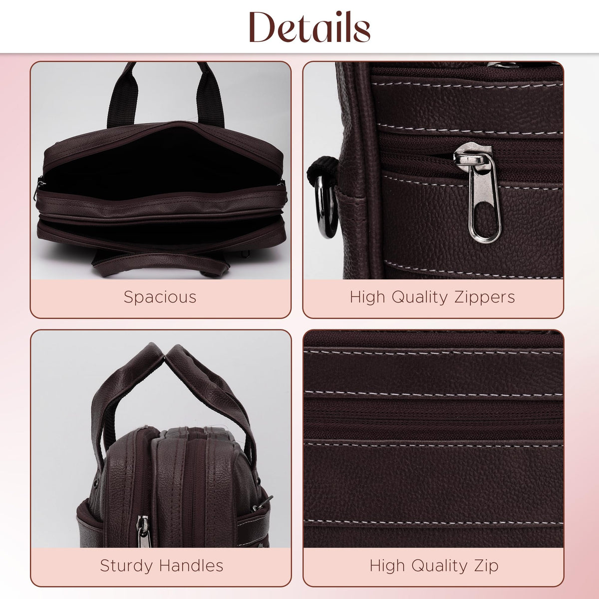 Brown Vegan Leather Laptop Messenger Bag for Men 14.6 Inch – Professional Business Briefcase, Waterproof Office Shoulder Bag with Adjustable Strap, Multi-Pocket Work Satchel for Travel & Daily Use
