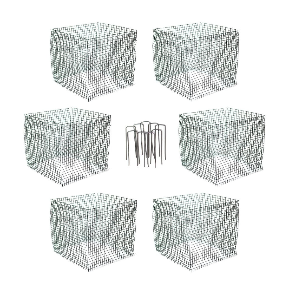 6 New Small Wire Plant Protectors, 12" Square, 12" high (Vinyl Coated Rust Resistant Wire)