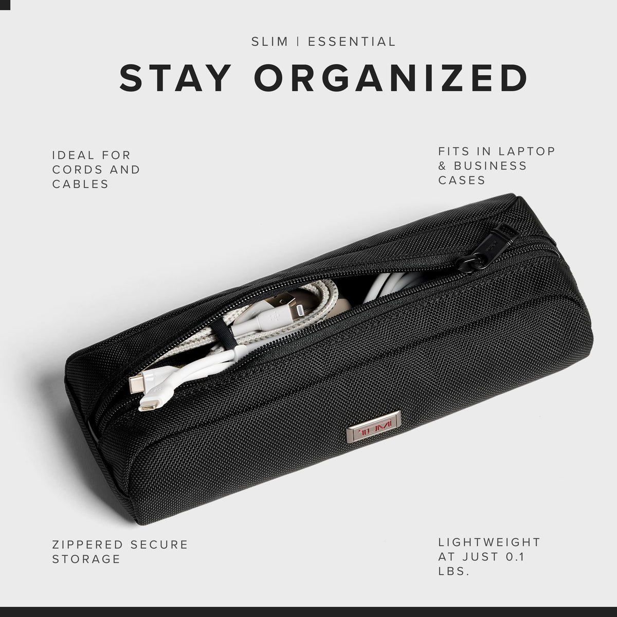 TUMI - Alpha Electronic Cord Pouch - Slim Zip Entry Travel Tech and Cable, Charger and Small Accessory Organizer - Black