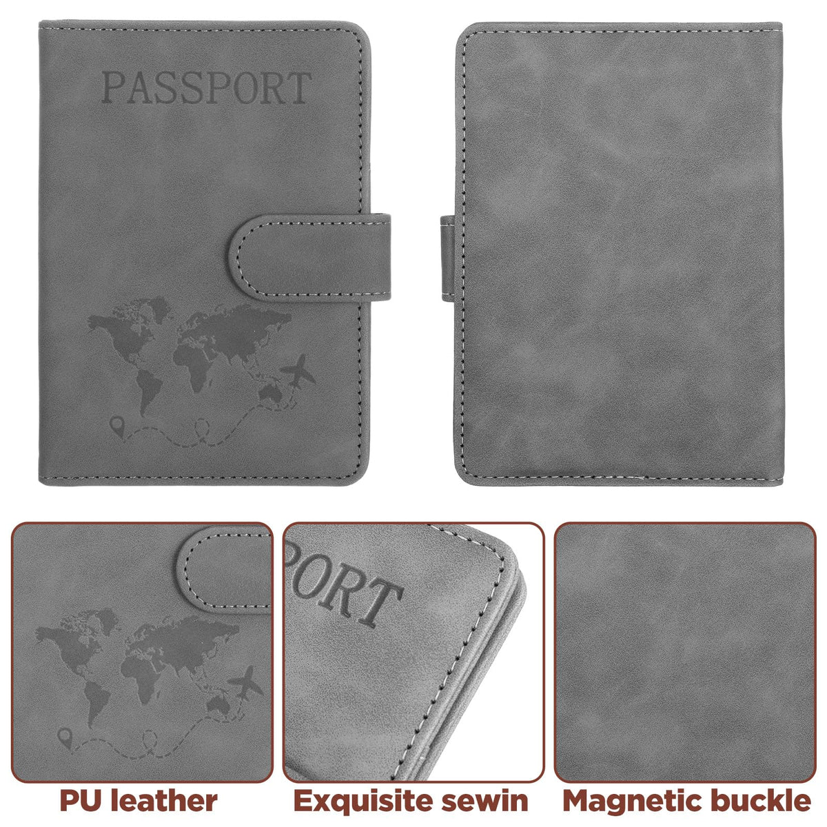 4 Pack Passport Holder for Travel, Passport Wallet Cover Case Waterproof RFID Blocking Passports Holders with Pen Holder Travel Must Haves Accessories, Passports Book Holders for Women and Men
