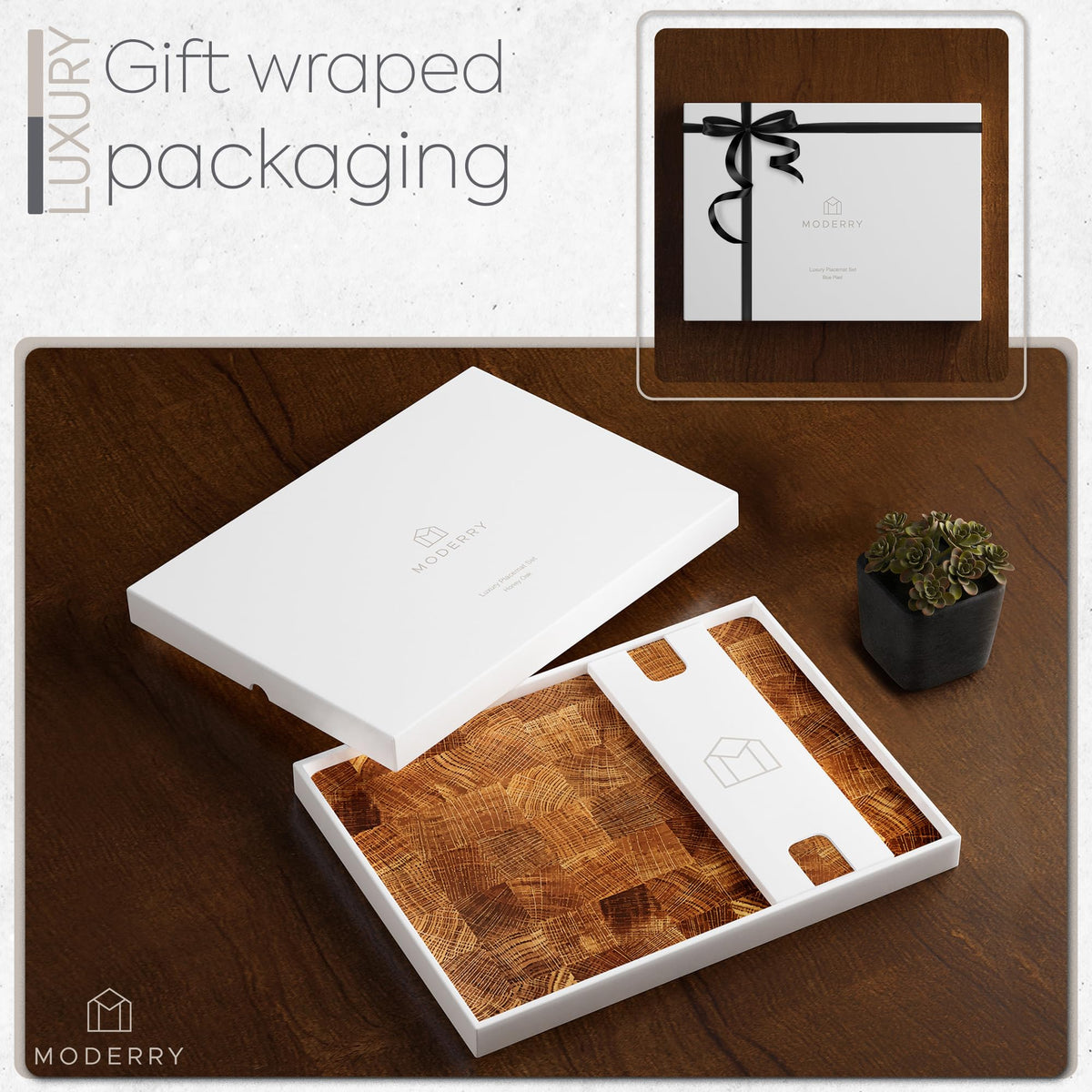 Moderry Set of 4 Heat Resistant Cork Placemats for Dining Table with Free Set of 4 Matching Drink Coasters Marble Design 16 x 12 Inches Cork Backed Hard Placemats (Honey Oak)