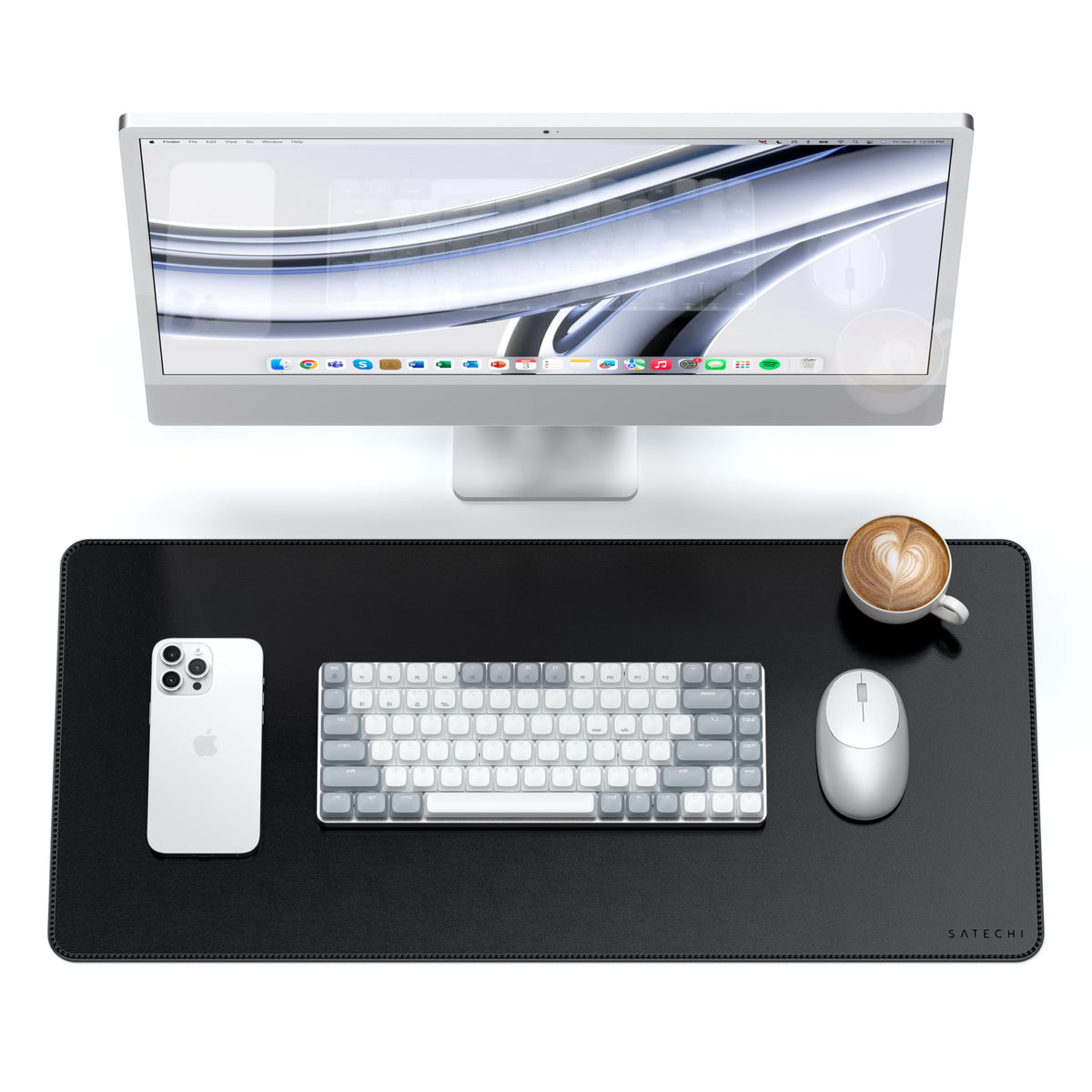 Satechi Vegan Leather Desk Mat, Large Mouse Pad Scratch and Water Resistant, Easy to Clean, Desk Pad for Office and Home, 26.8” x 12.4” x 0.1” - Black