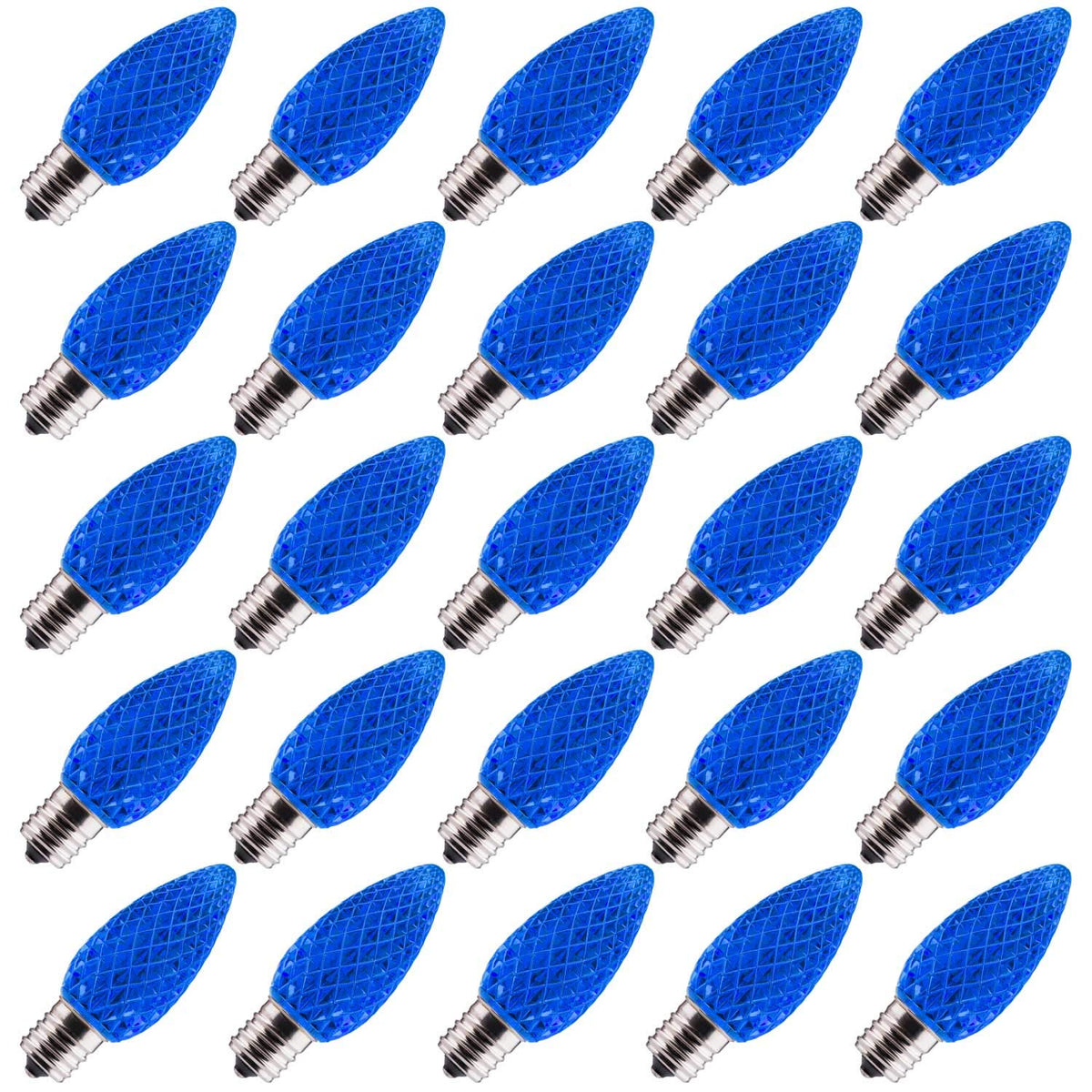 Minetom C9 LED Christmas Light Bulbs, Shatterproof, Dimmable, E17 Base, 25 Count, Blue
