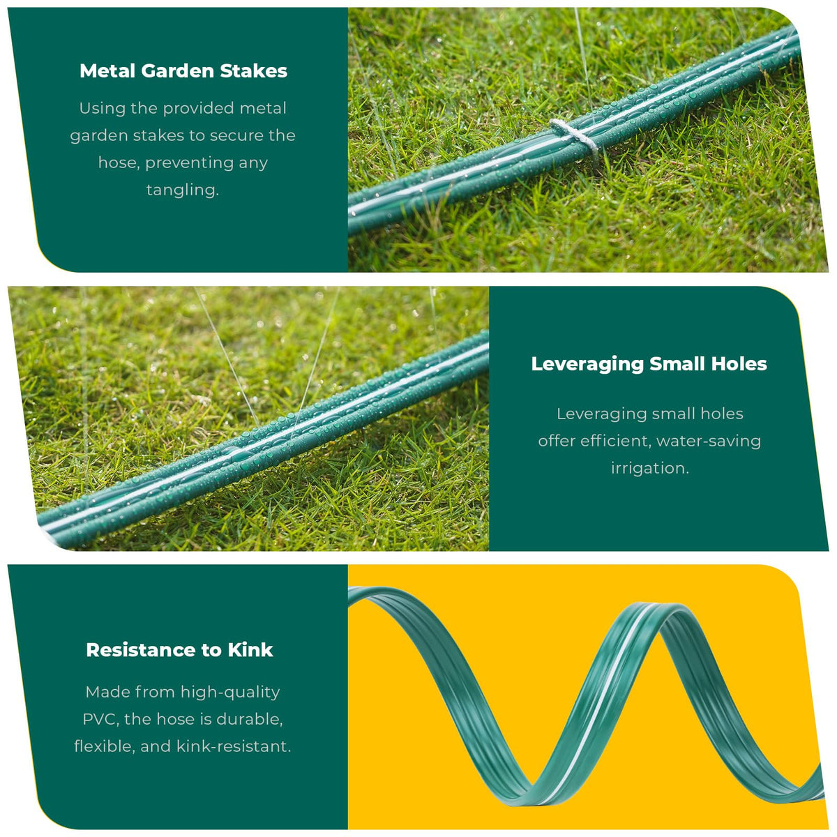 DXront Sprinkler Soaker Hose 75ft for Garden Lawn, Watering Pipe with Holes, High-Efficiency Water-Saving Garden Irrigation System, Drip Hose Sprinkler