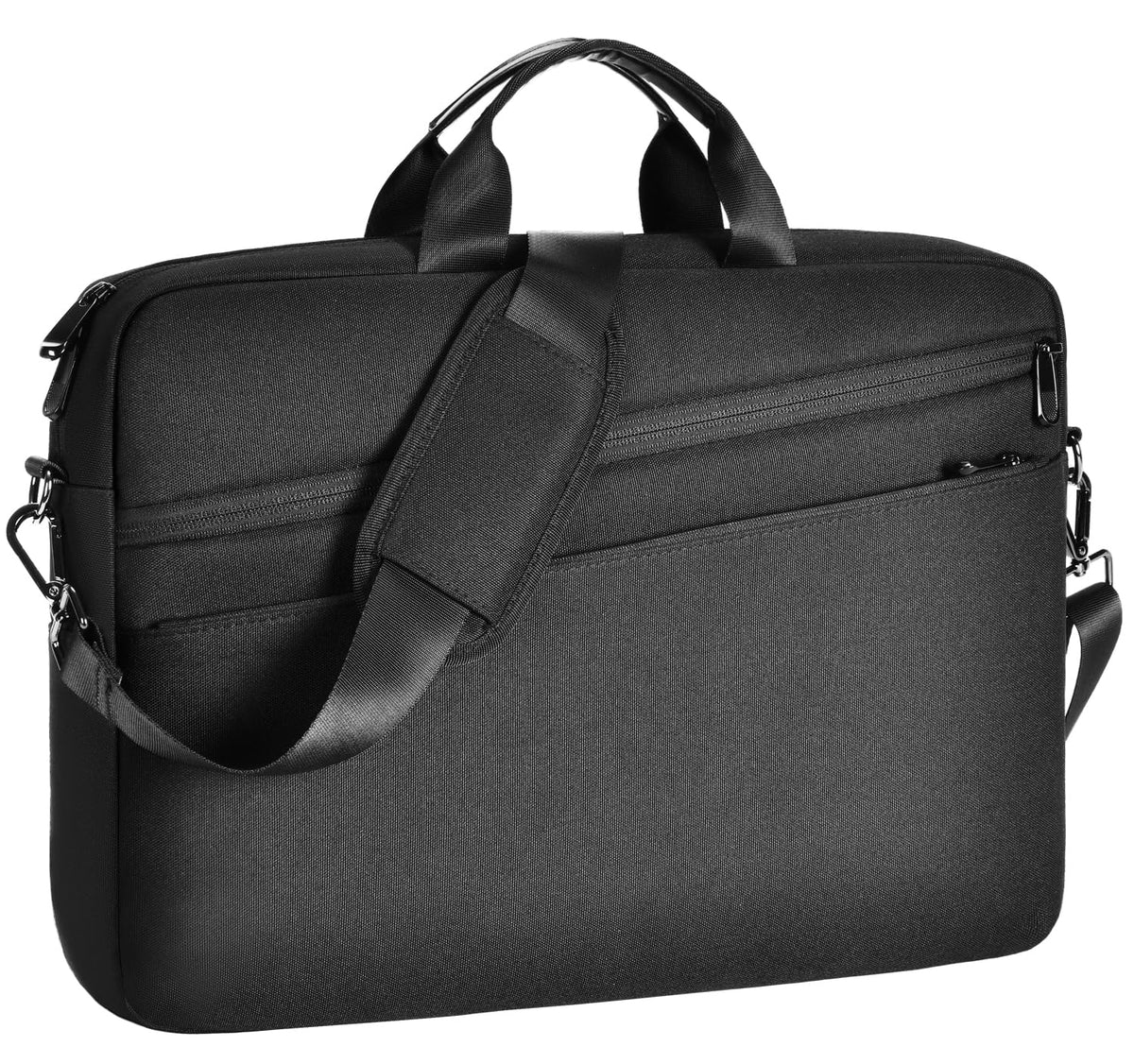 natyrlpog 15.6 Inch Business Laptop Bag for Men & Women, Waterproof Polyester Briefcase for Work, Commute, Travel (black)