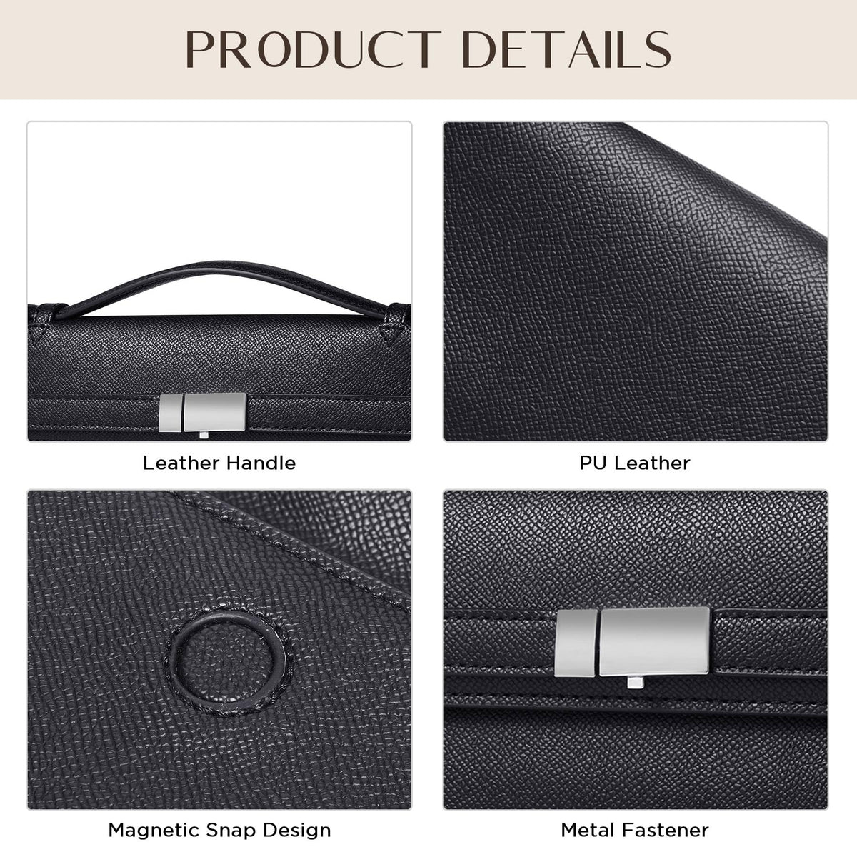 CHUNLI PU Leather Clutch Purses for Women, Trendy Ladies Top Handle Bag for Evening Work Business Daily Use