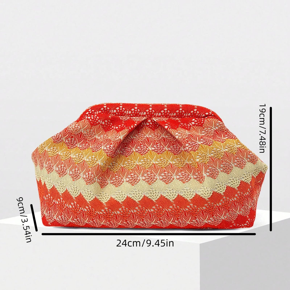 ENBEI Bohemian Handmade Woven Clutch Purse handbag for women, Bridesmaid Gift, Birthday Gift Evening Bag for Wedding, Party (Orange-red)
