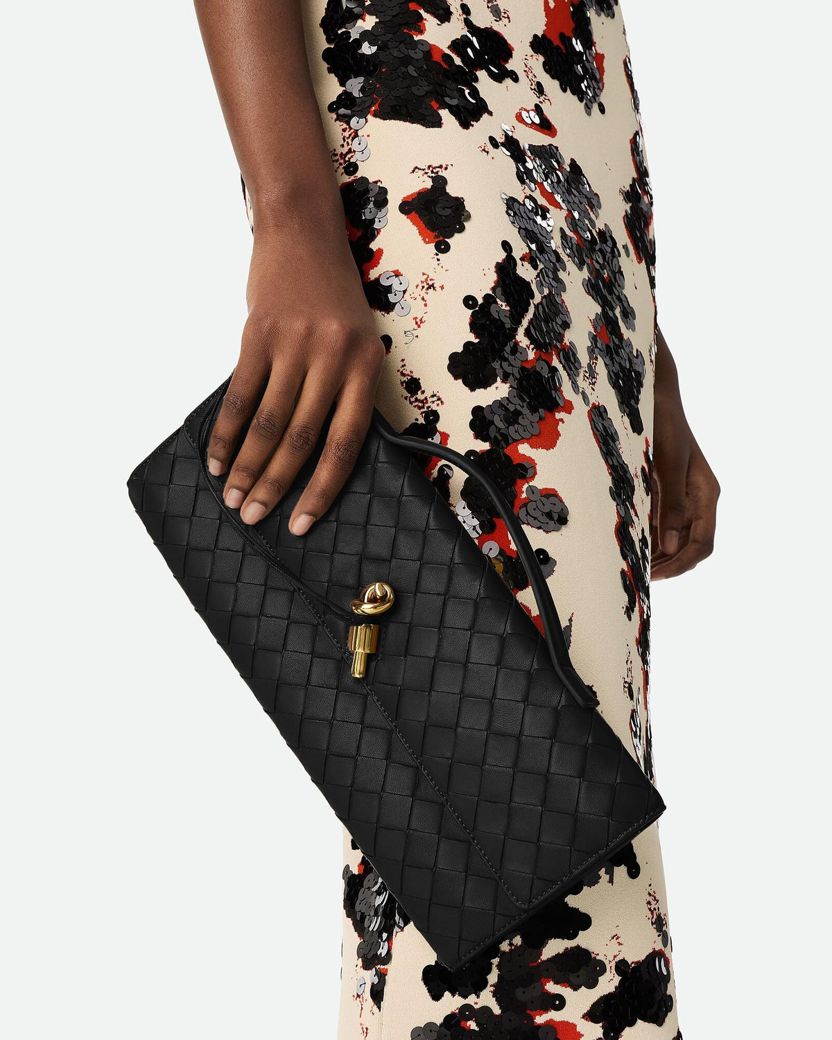 NEWBELLA Women's Handmade Woven Clutch Purse - PU Leather Crossbody Bag for Evening & Casual, Adjustable Shoulder Strap Fashion Handbag (Black)