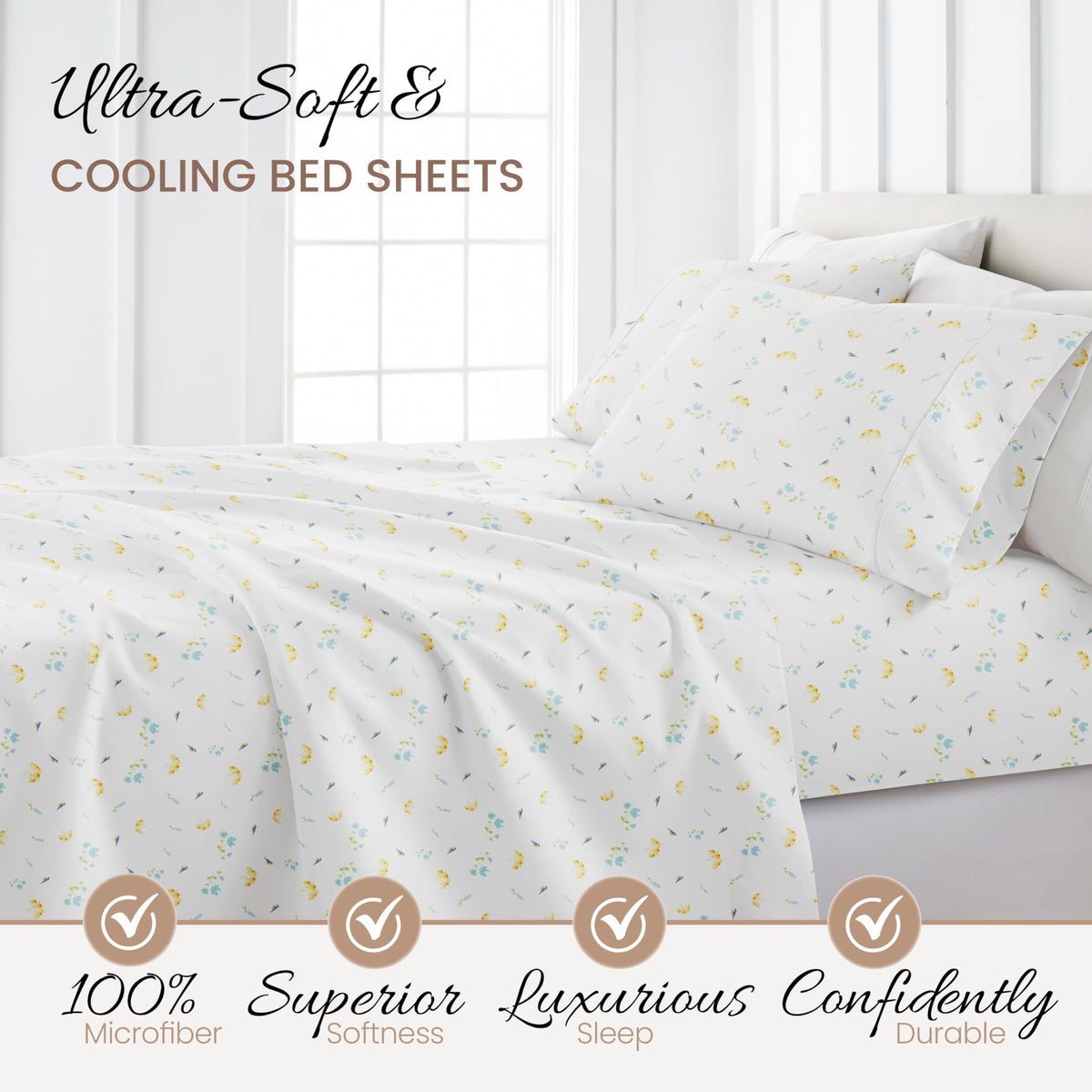 Linen Market Double-Brushed Patterned Microfiber Twin Sheet Set 3 Piece – Oeko-TEX Certified Ultra Soft & Wrinkle-Free - 16" Deep Pocket Sheets - Easy Care Twin Size - Bluebirds Light Blue