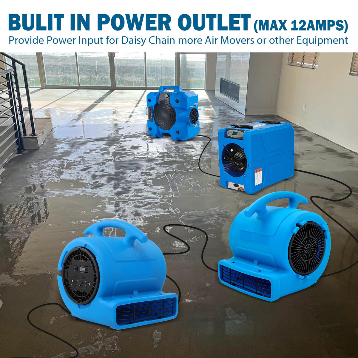 MOUNTO 1/4hp 1000CFM 2 Speed Air Mover Carpet Dryer Floor Fan Cooling Fan (Blue)