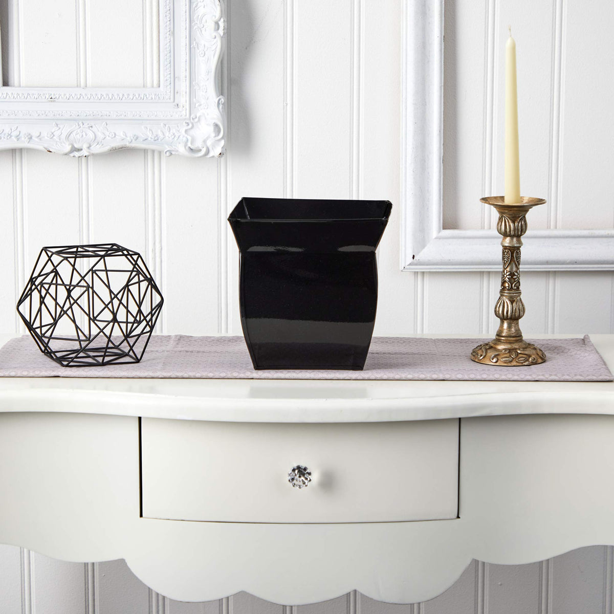 Nearly Natural 8in. Fluted Metal Square Planter
