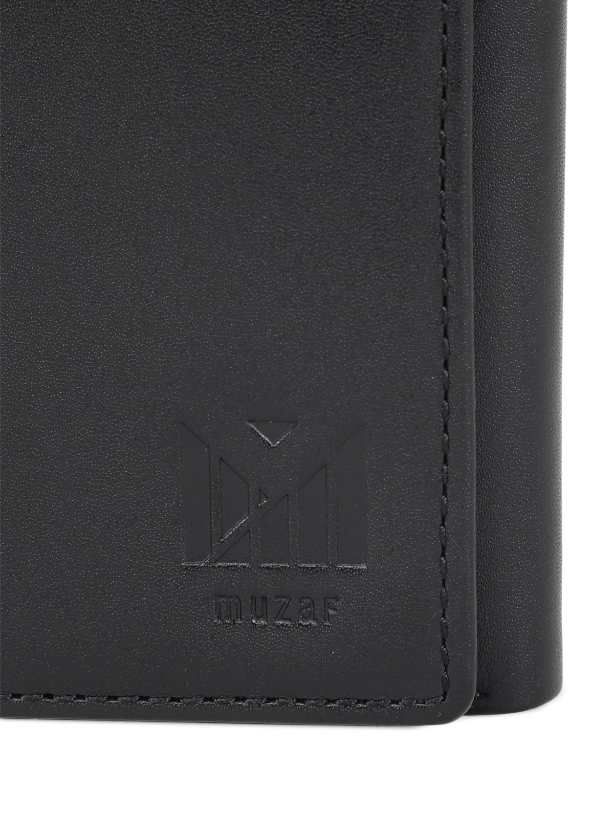 muzaf Trifold Premium Leather Wallet for Men with RFID Blocking (Black Red)