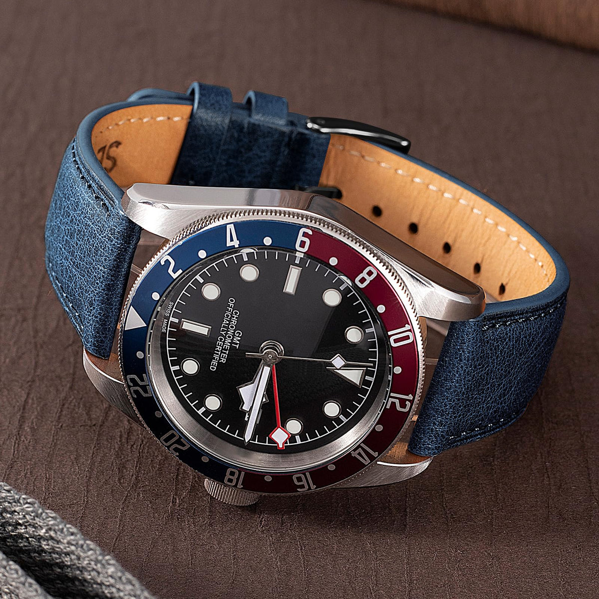 SEURE Quick Release Watch Band,Top Genuine Leather Watch Straps 19mm 20mm 21mm 22mm 24mm for Men and Women (22mm, Dark Blue-Black)