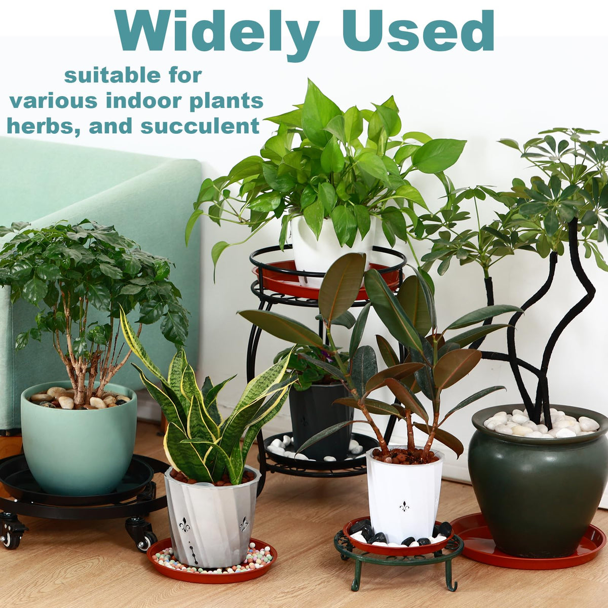 KvyusFlourish 8 Pack 11.5 Inch Plant Saucers for Indoors Outdoors Plastic Plant Water Catcher Trays No Holes Round Flower Pot Drip Trays, Heavy Duty Plant Pot Saucers Water Drainage Trays, Terracotta