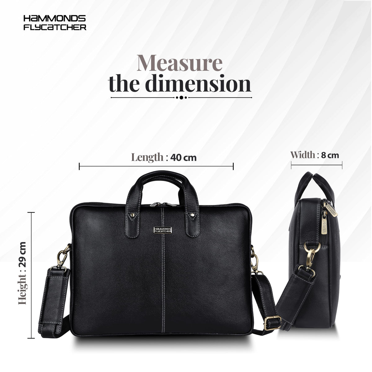 HAMMONDS FLYCATCHER Genuine Leather Laptop Bag for Men with Padded 15.6 Inch Laptop Sleeve, Leather Messenger Bag for Men - Briefcases with Multi Pockets for Office and Travel Use - Classic Black