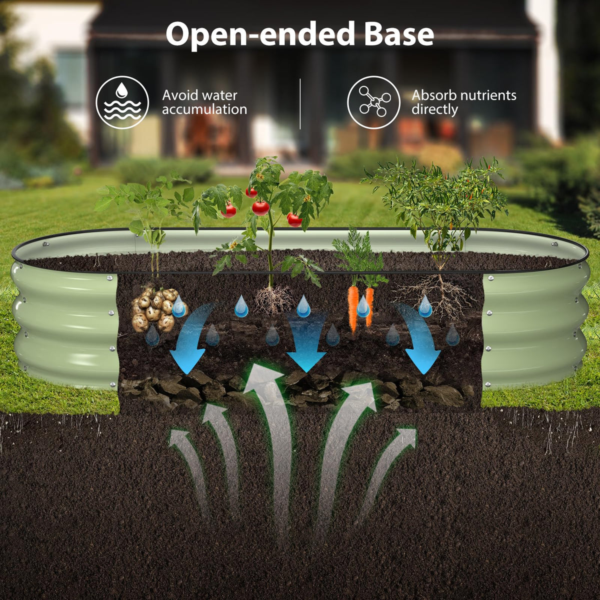 Winpull Raised Garden Bed Kit, 5x2x1 ft Galvanized Planter Box Outdoor with Safety Edging, Large Metal Raised Beds for Gardening Vegetables Flower Fruits (Avocado Green)