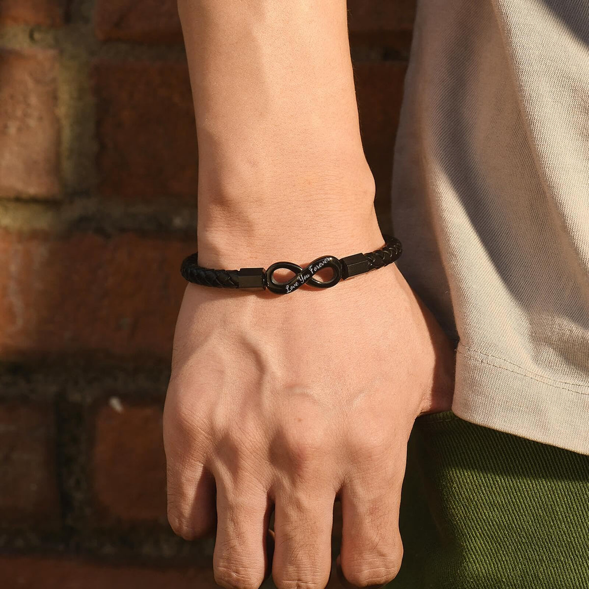 Coolvy To My Man Infinity Bracelet for Men Valentine Birthday Christmas Gifts for Boyfriend Husband Personalized Leather Bracelets