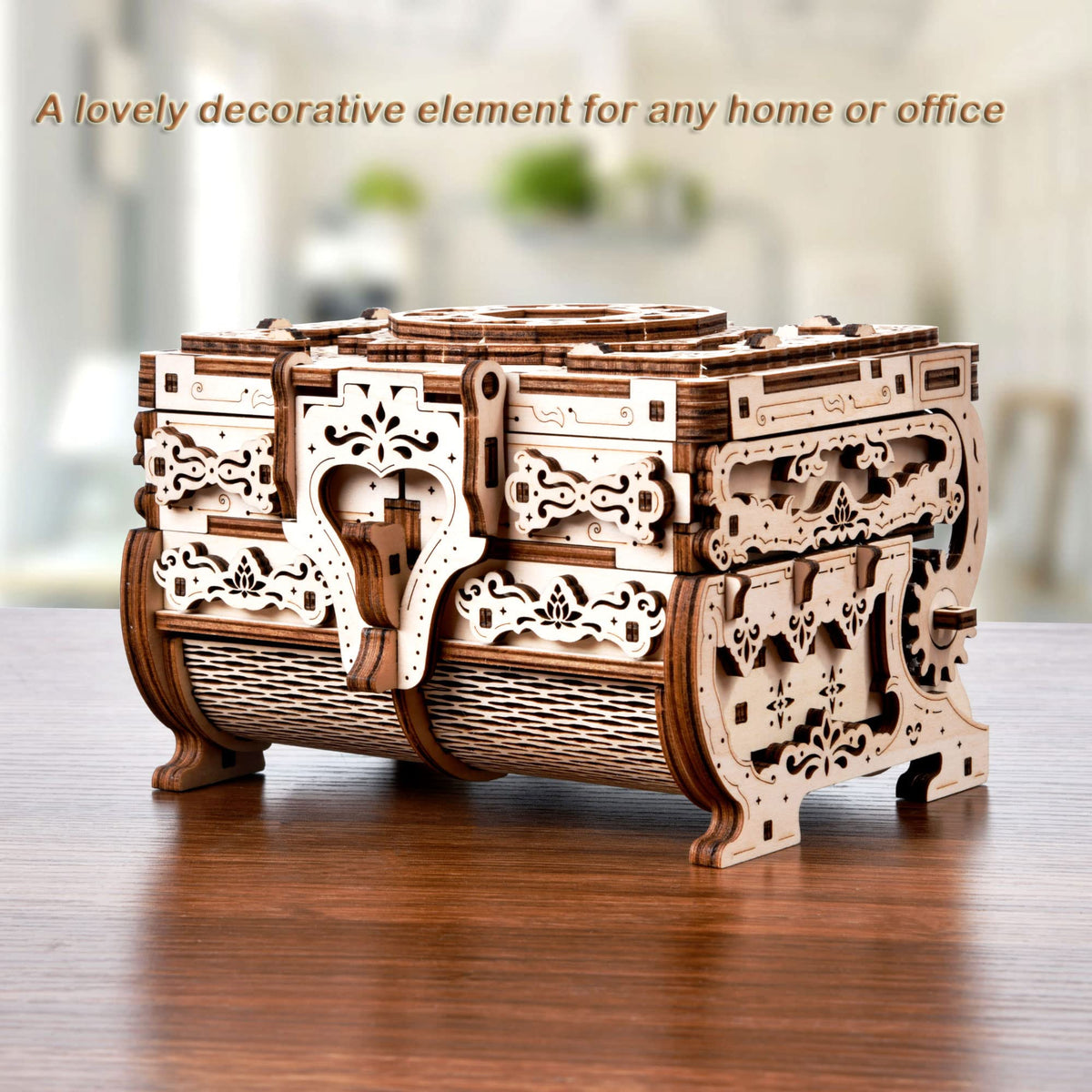 Varbertos 3D Wooden Puzzle Mechanical Treasure Box, Wood Creative Assembly Model Building Kits to Build for Adults and Teens, DIY Wooden Puzzle Hobbies Projects Gift for Women and Kids