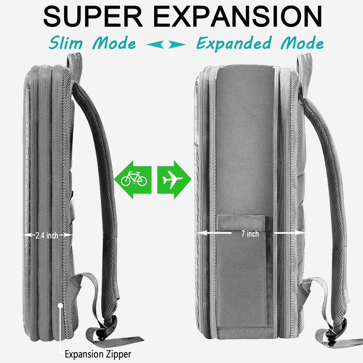 ZINZ Protective Laptop Backpack, Expandable Computer Bag Rucksack with Hard Leather Cover & 3 Compartments for 15 15.6 16 inch Notebooks, Ergonomic Shoulder Strap，G01Y01
