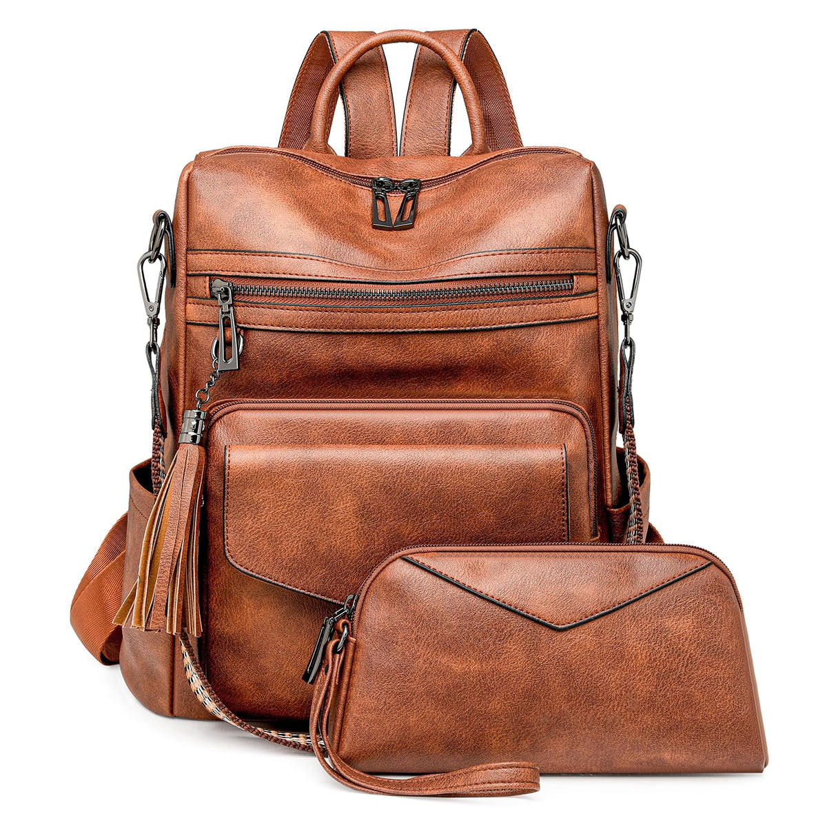 garaplight PU Leather Backpack Purse for Women | Anti-theft Ladies Shoulder Bag Handbag Suitable for Work, Travel, and Daily Use (Brown)