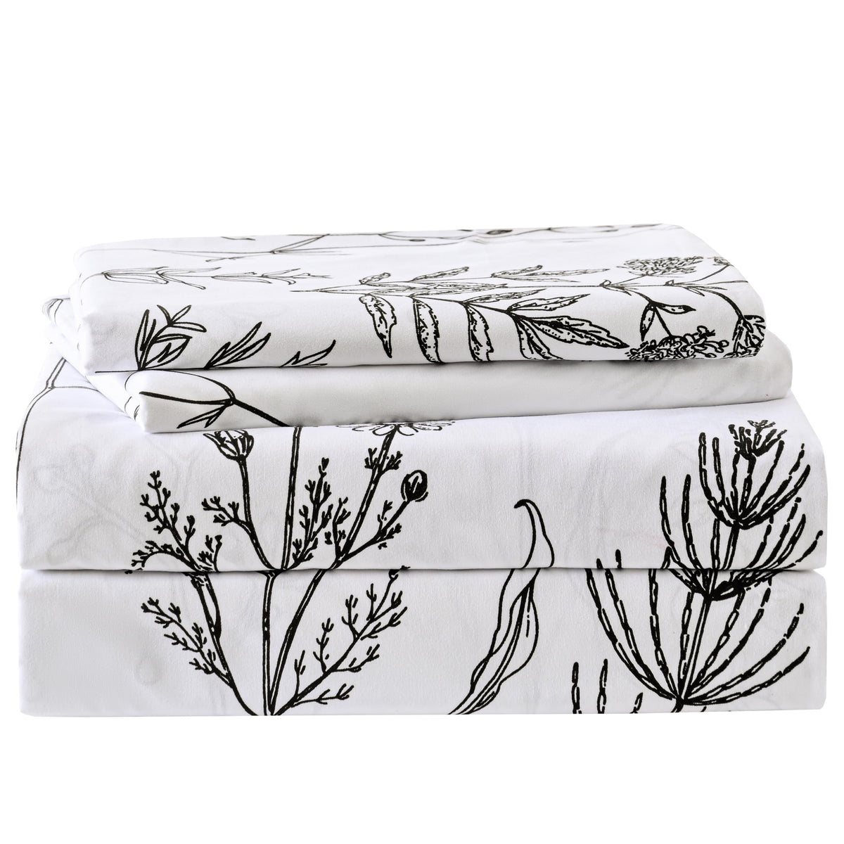 Yibeizi Floral Printed Sheet Set King, Boho Botanical Rustic Pattern Bed Sheets Microfiber Bedding Sheets & Pillowcases Soft 15" Extra Deep Pocket Fitted Bedsheet 4 Piece