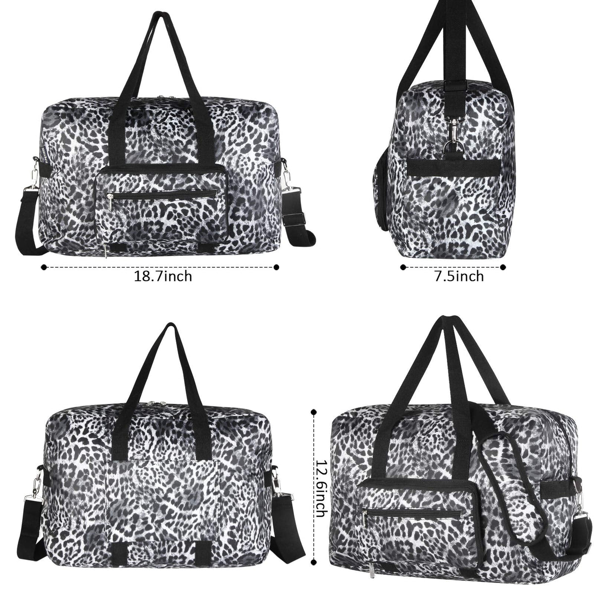 F.FETIVIN Travel Foldable Waterproof Duffel Bag - Lightweight Carry on Luggage Tote Duffel Bag(Leopard Print)