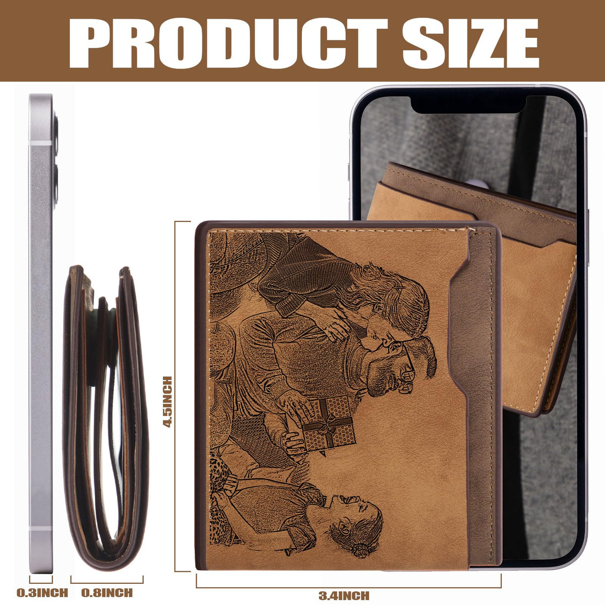 Dansydaisy 12 Pcs Leather Photo Wallet for Men Fold PU Leather Wallets for DIY Fathers Day Dad Birthday Gift(Brown)