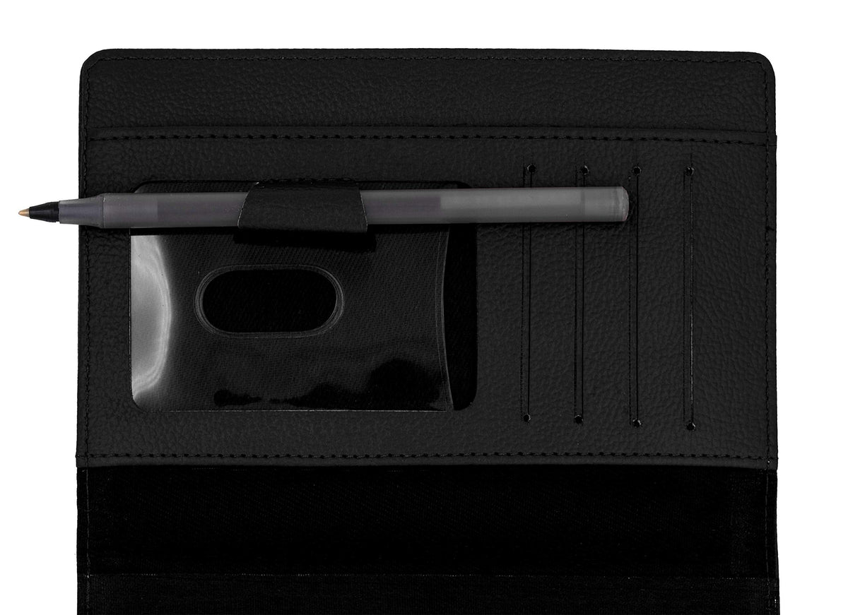 CAROUSELCHECKS Black Textured Leather Checkbook Cover for Top Stub Personal Checks