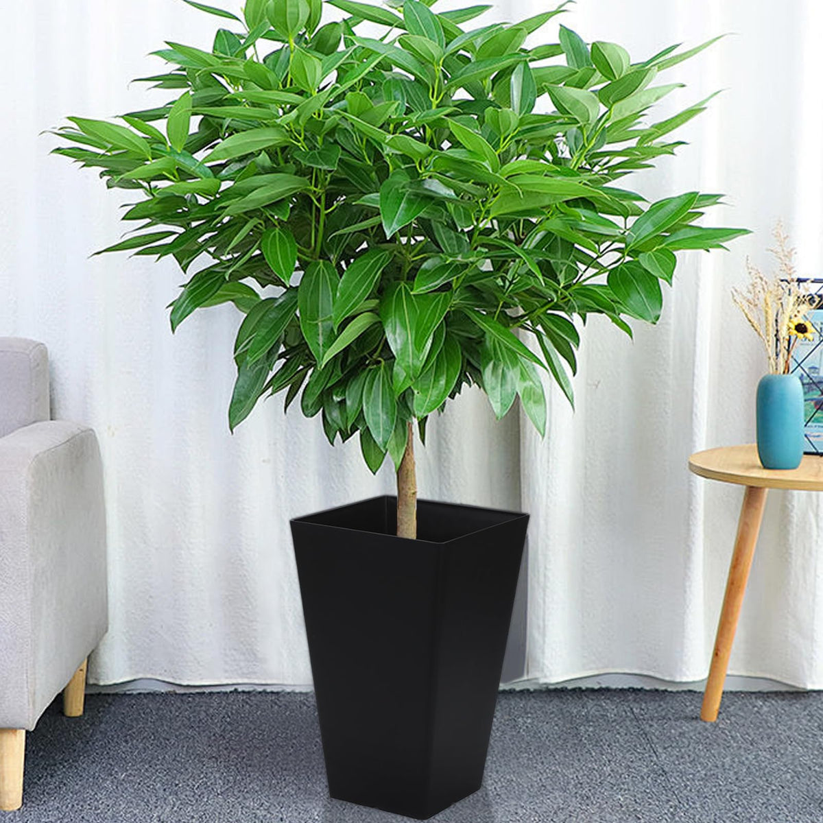 Square Flower Pot, Resin Flower Pot Box, Square Planter for Outdoor Plants, Boxes for Front Porch, for Patios, Decks Outdoor Spaces