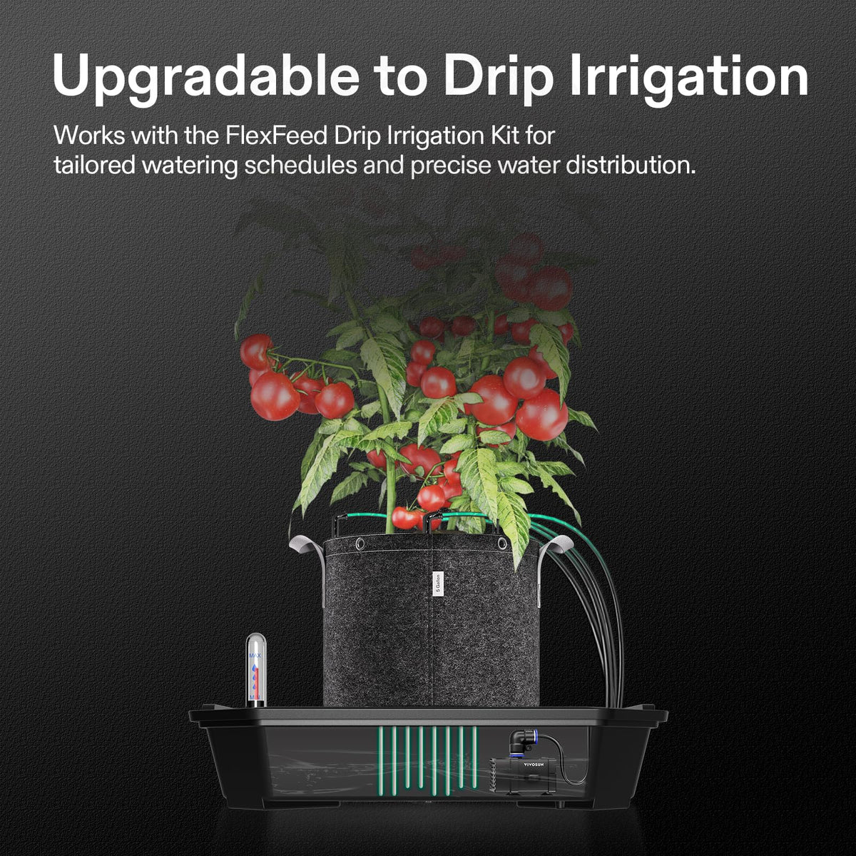 VIVOSUN 4-Pack FlexFeed Self-Watering Pots, Auto Irrigation Fabric Pot Base with Water Meter & Maintenance Window, for Use Indoors/Outdoors in Grow Tents, Greenhouses, Gardens