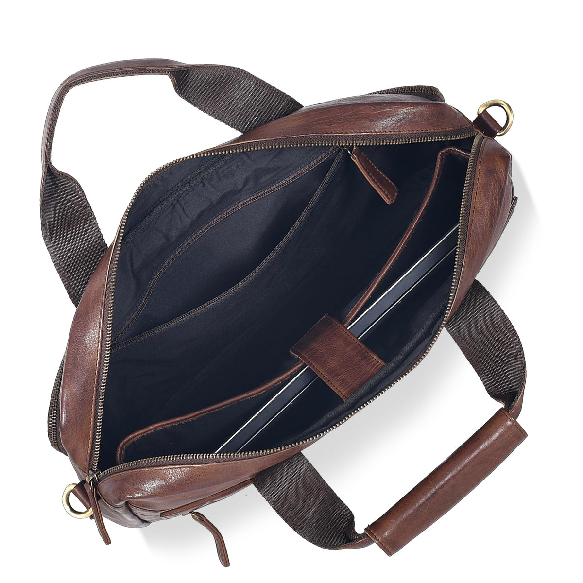 Oak Leathers Leather Messenger Bag for Men and Women - Laptop Briefcase Bag For College, Office, Adjustable Shoulder Strap (Brown Vintage New)