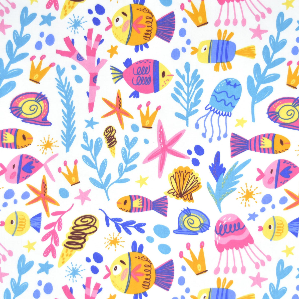Scientific Sleep Pink Sea Ocean Fairy Tale Fish Jellfish Conch Coral Painting Childlike Twin Bed Sheet Set 100% Cotton Flat Sheet & Fitted Sheet & Pillowcase Natural Bedding Set for Kids Girls