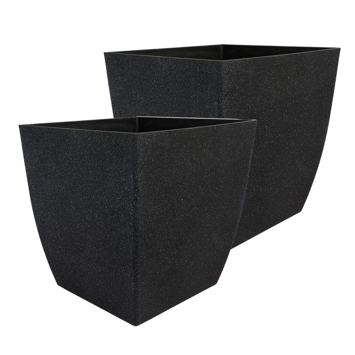 The HC Companies Santa Fe Square Self-Watering Pot - Lightweight Plastic Planter for Herbs & More - Durable Plant Pots for Indoor Plants & Outdoor Plants (12" Black Sand, Pack 2)
