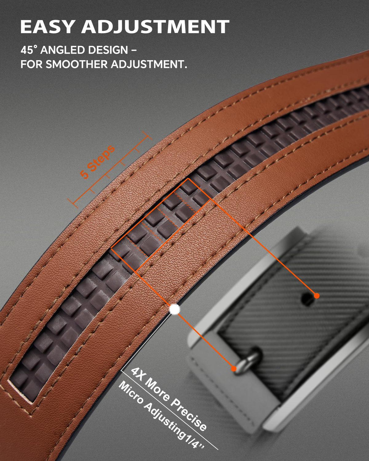VANNANBA Men's Ratchet Belt Click Leather Adjustable Belts 1 3/8" with Alloy Automatic Buckle Gift Box for Casual Dress Pants, Cut for Fit