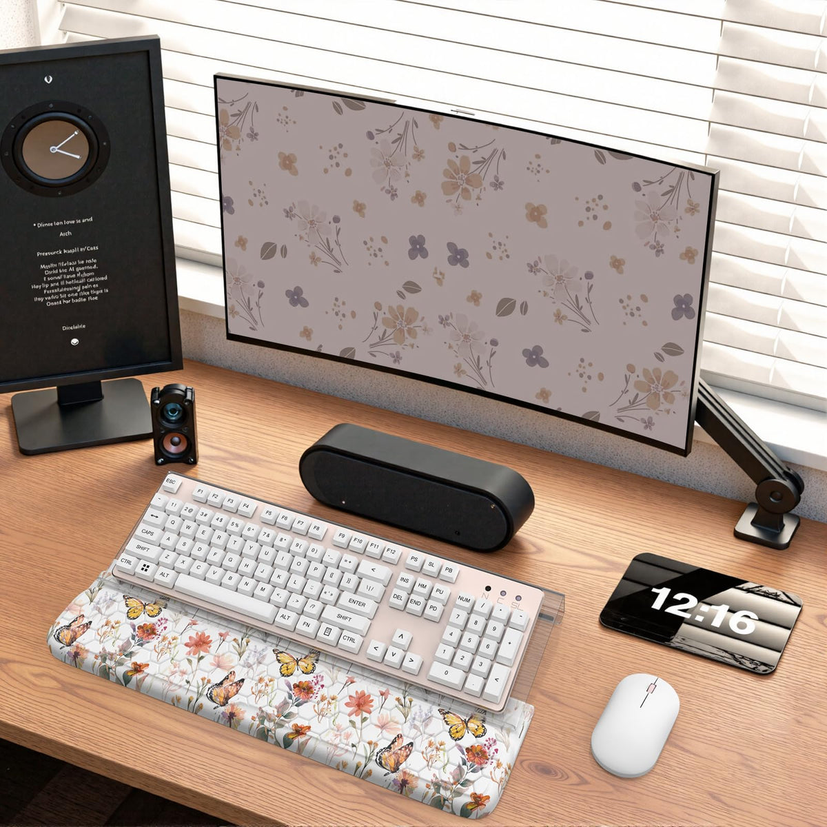 AnyShock 2 in 1 Acrylic Computer Keyboard Holder with Soft Wrist Rest, Butterfly Keyboard Wrist Pad, 3-Level Height Adjustment for Ergonomic Typing, Wrist Rests for Office (White)