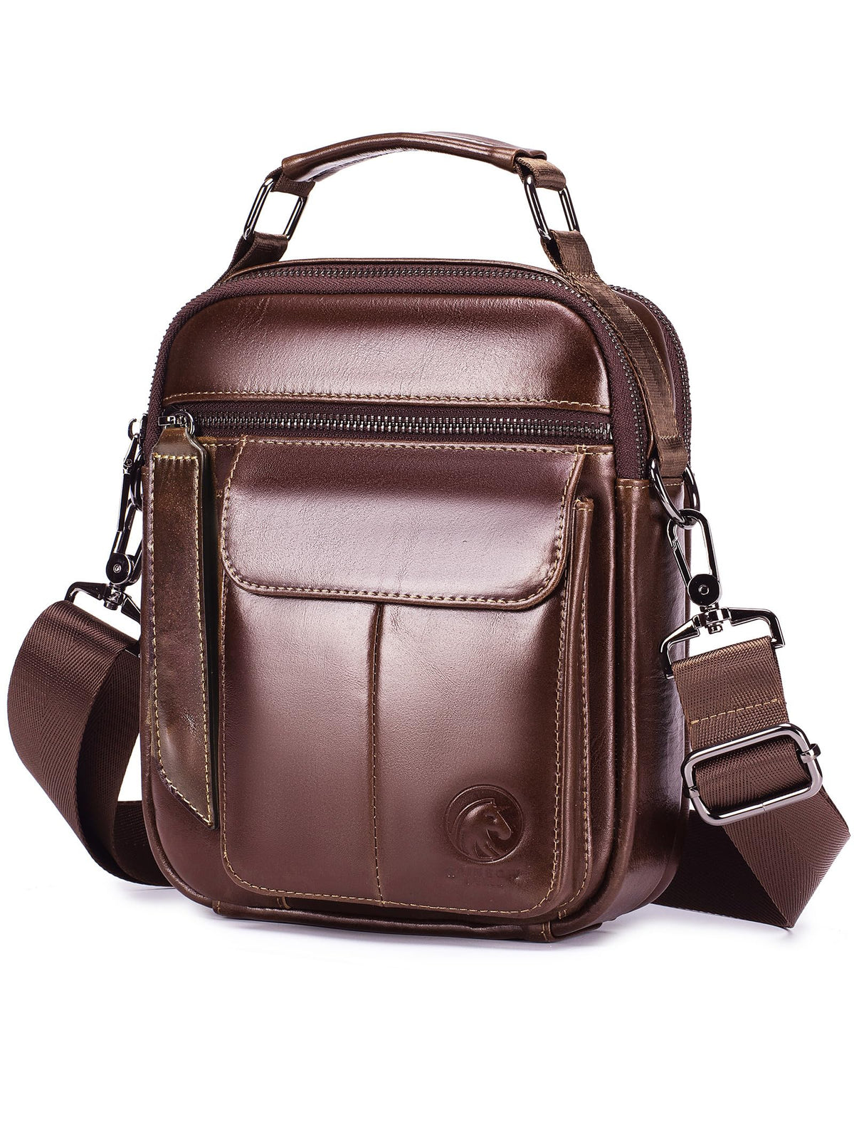 RAINBOW HORSE Men's Vintage Genuine Leather -Durable,Stylish & Practical Crossbody Bag for Daily Essentials