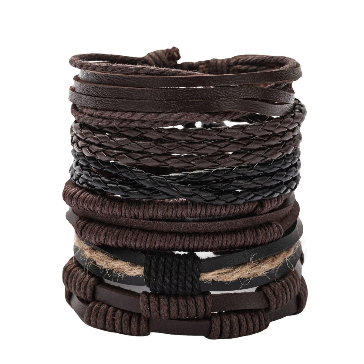PINKPIN 24Pcs Adjustable Braided Leather Bracelets for Men Women Wrap Cuff Bracelet Cords Ethnic Tribal Handmade Wrap Wristband Bracelets Set