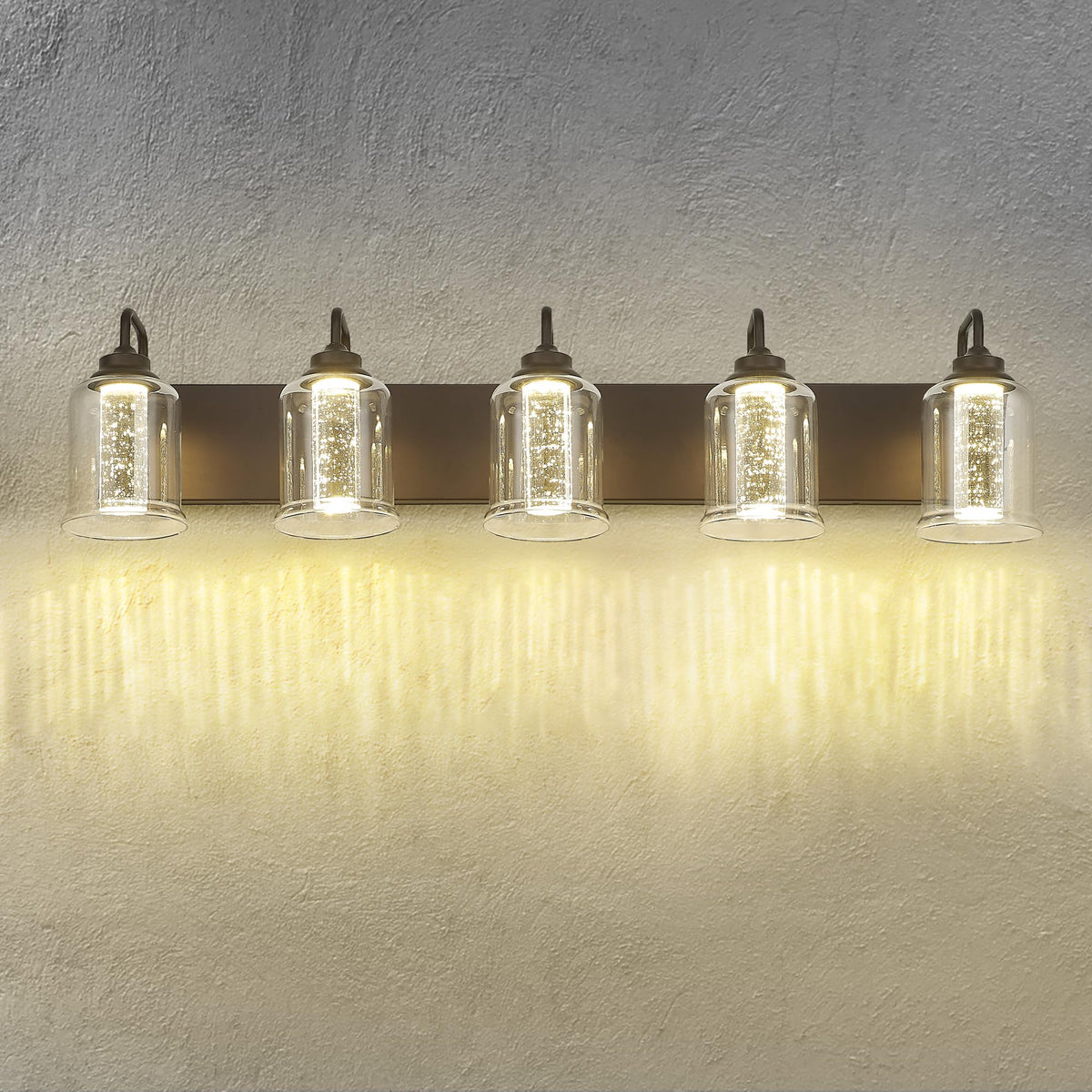 zeyu 25W LED Bathroom Vanity Lighting Fixture, 5-Light, Oil Rubbed Bronze, Crystal Bubble Glass, Model ZSL72B-5W LED ORB-1