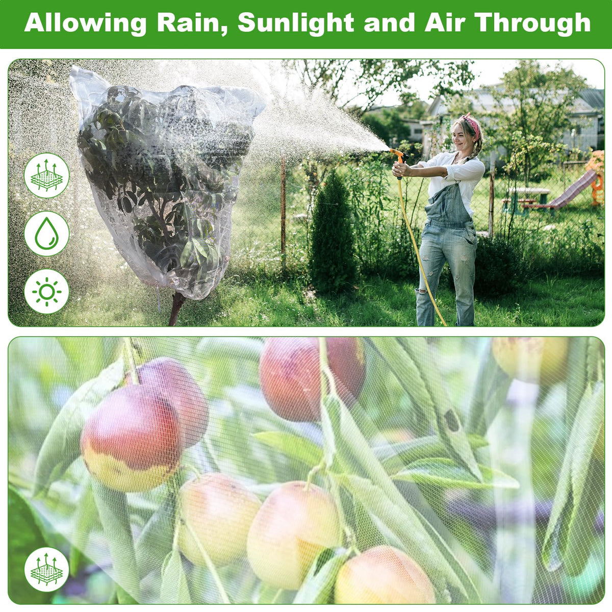 Large Fruit Tree Netting, 2 Pack 10x10Ft Garden Netting Pest Barrier Mesh Covers Bags with Zipper and Drawstring Insect Bird Cover Netting Plant Protection Covers for Vegetables Bushes