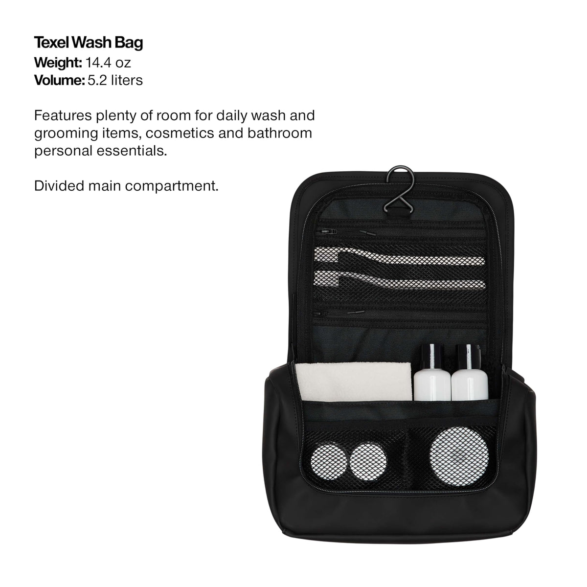 RAINS Texel Wash Bag – Green Waterproof Toiletry Travel Organizer for Men and Women - Wash Bag with Zip Closure and Multiple Compartments – 2 Year Warranty