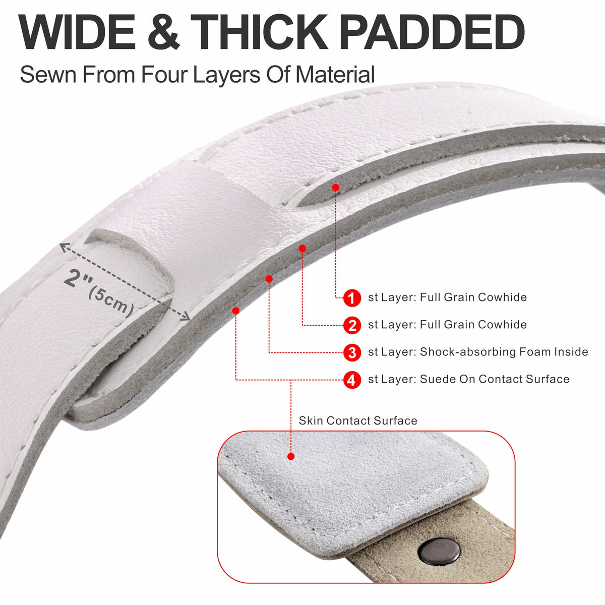 Padwa Lifestyle White Dual Camera Harness for Two Cameras - Wide Strap with Thick Shoulder Padded,Full Grain Leather Double Harness,Multi Camera Gear for DSLR Strap for Photographers