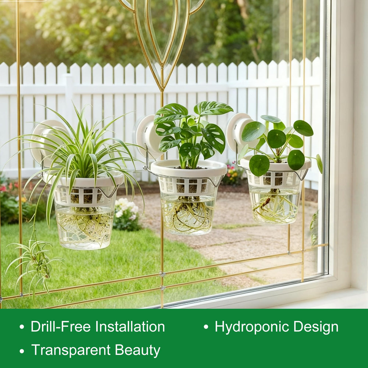 3 Pcs Window Propagation Stations Plastic Wall Hanging Planter with Suction Cup Holder Window Mounted Plant for Hydroponics Plants, Home, Office, Bathroom, Living Room Decor and Any Smooth Surface