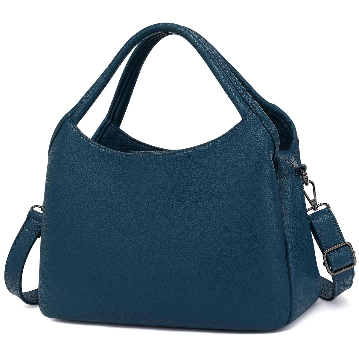 KOGTLA Women's Large Pebbled Leather Purses with Satchel Strap, Ladies Vegan Leather Tote Handbags, Hobo Shoulder Bags Blue