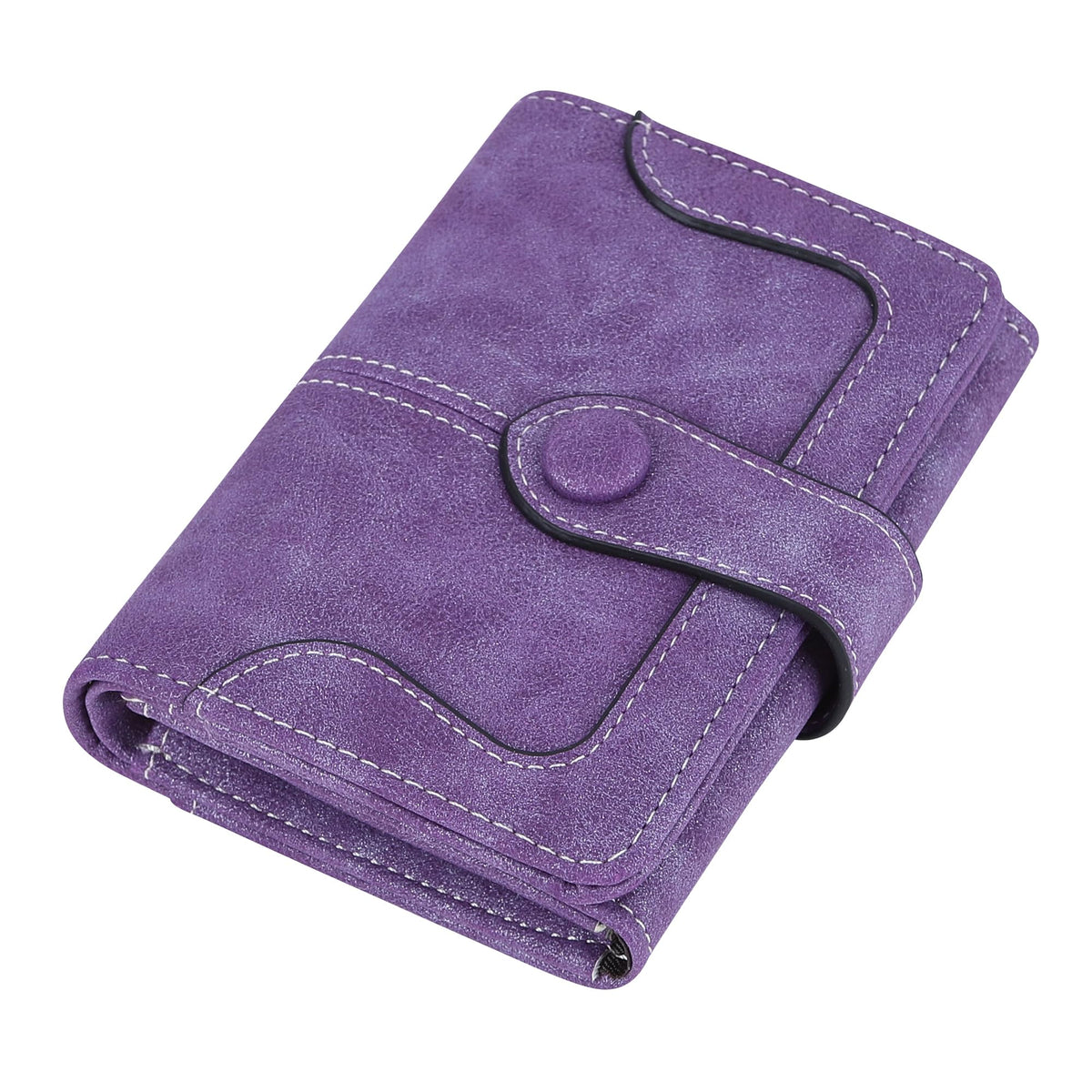 Cynure Women's Leather Bifold Credit Card Wallet Short Compact Wallet with Zipper Pocket, purple