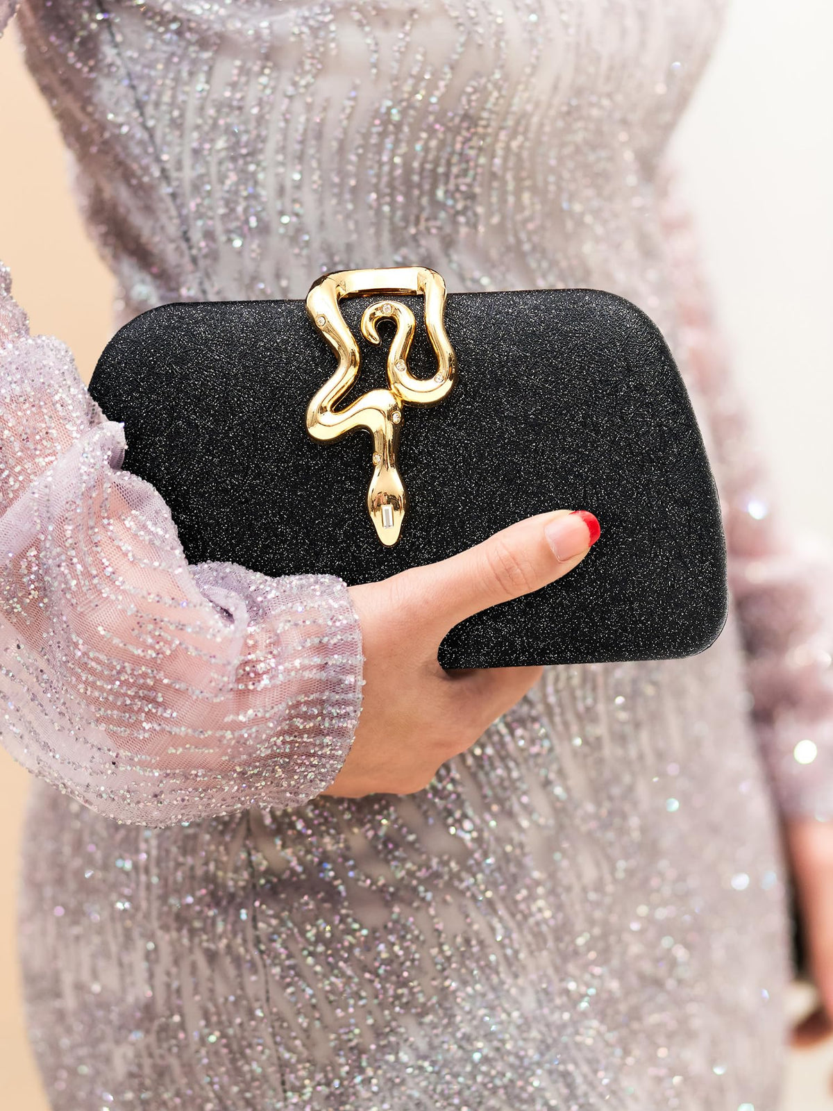 SWEETV CHUNLI Glitter Clutch Purses for Women Elegant Evening Bag for Parties, Weddings, and Formal Events