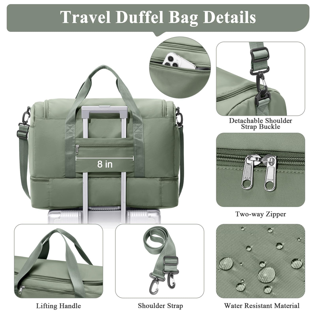 Extra Large Travel Duffle Bag,Carry on Overnight Weekend Bag with Shoes Compartment,Weekender Bags for Women for Travel Business Trips Sport Hospital
